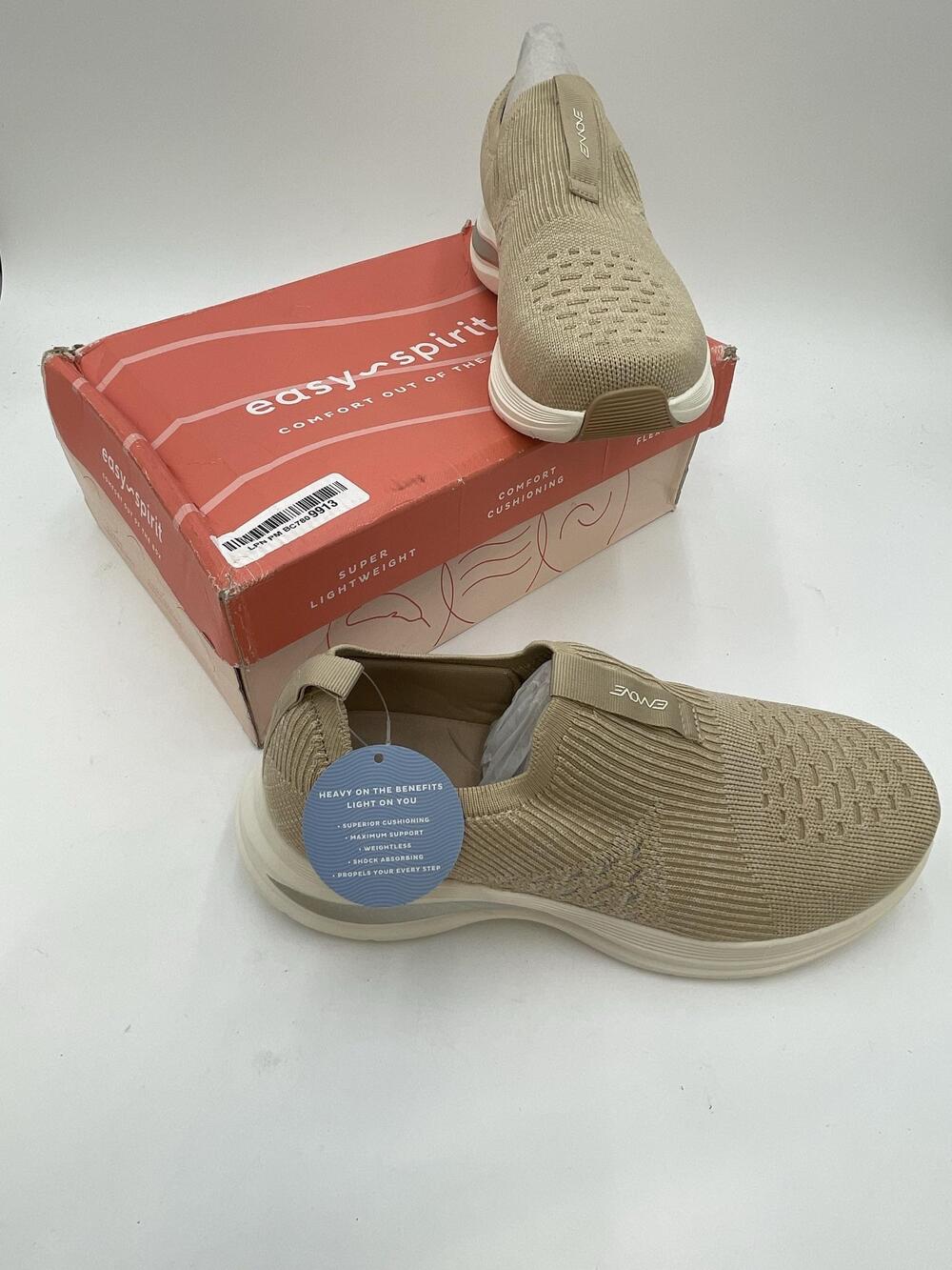 Easy Spirit SE Easywalk2 Shoes Womens Light Beige Knit Slip On Comfort Size 7.5